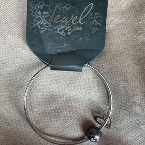 Silver Bracelet with Pearl & Heart Charm
